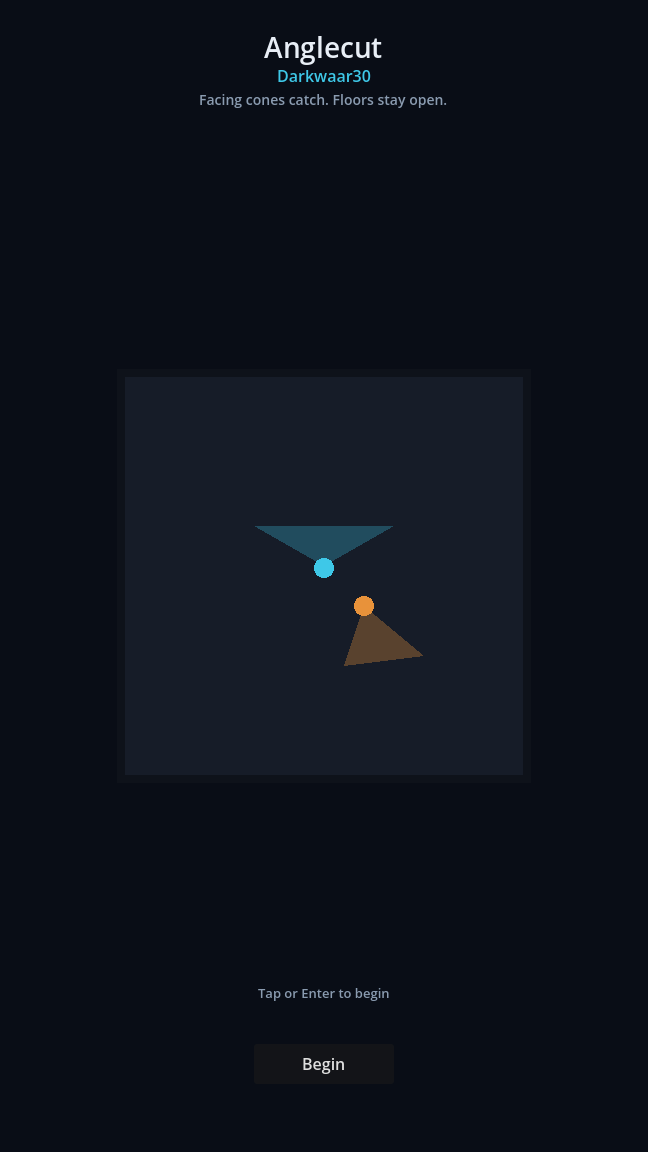 Title board — cyan and orange cones