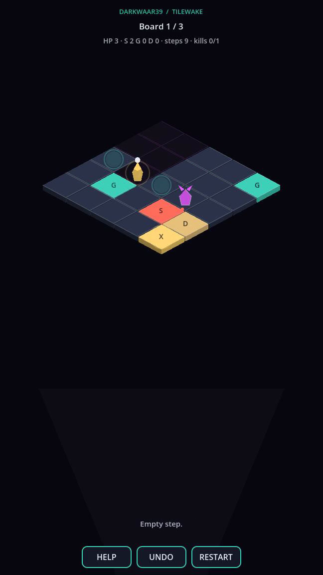 The gold player closing distance on a magenta foe while legal neighbors glow